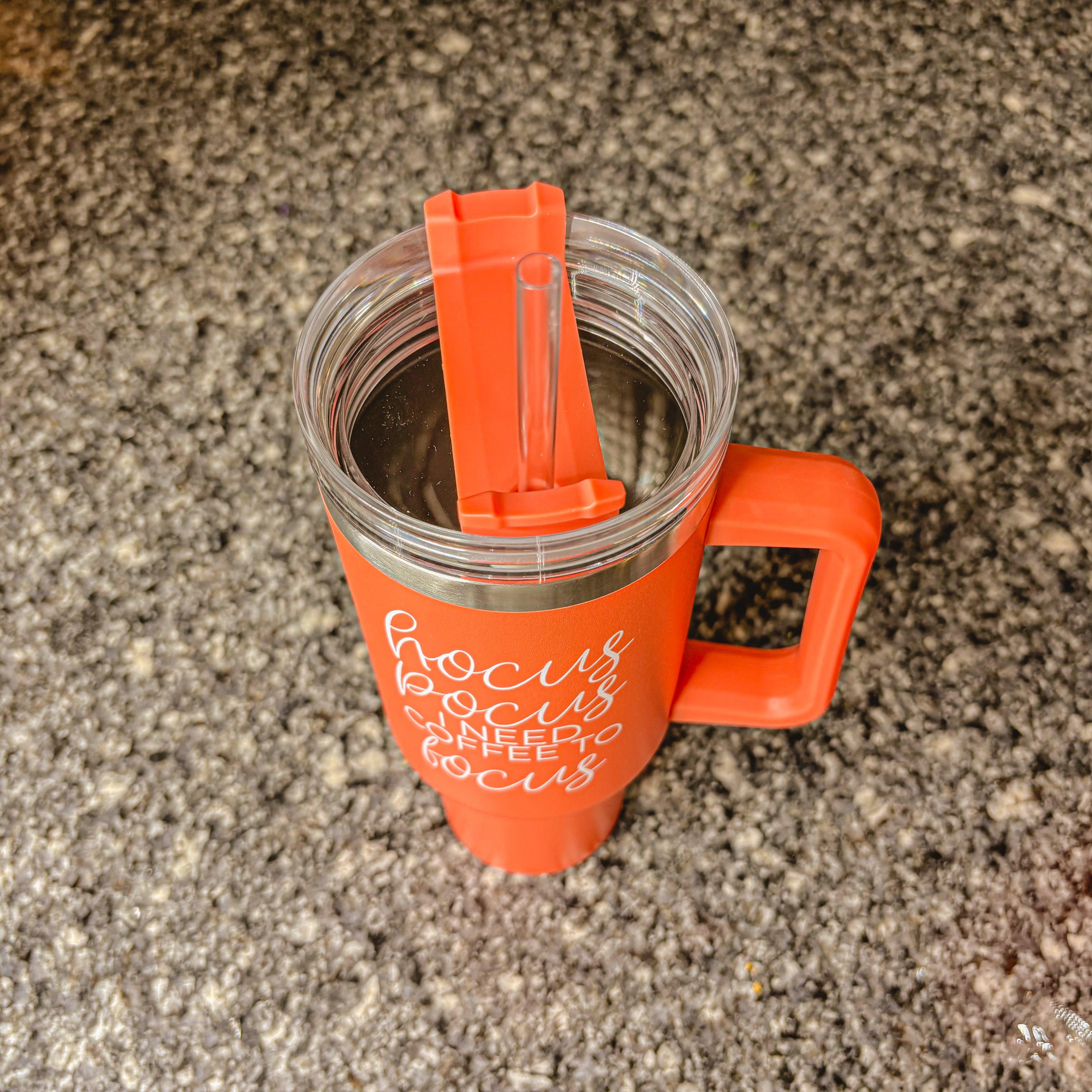 40oz Orange Insulated Tumbler Autumn Leaves Pumpkin Travel Cup Double Wall