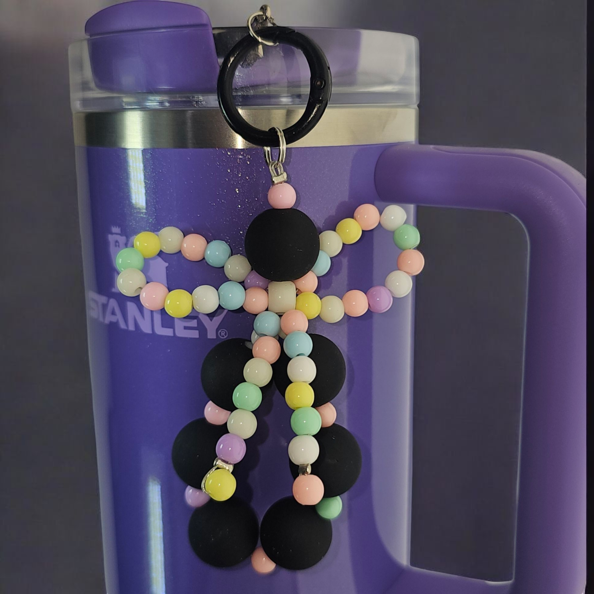 Beaded Ribbon Bow Tumbler Cup Charm Pendant