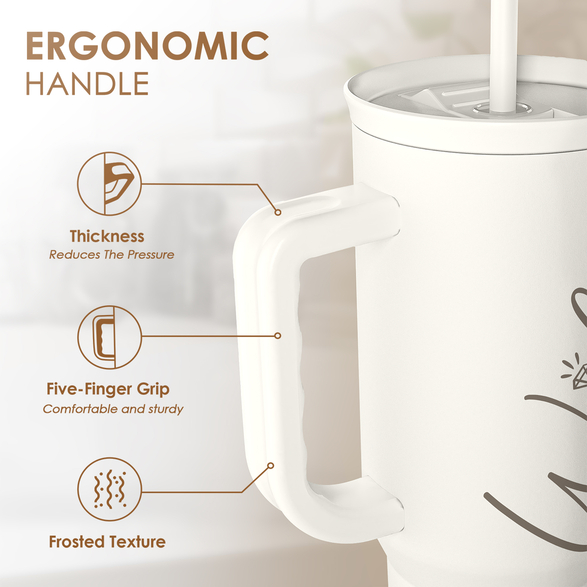 Gift for Wife from Husband-40oz Insulated Stainless Steel Tumbler with Handle and Straw, Gifts for Anniversary, Birthday, Christmas, Valentine, Coffee Travel Mug